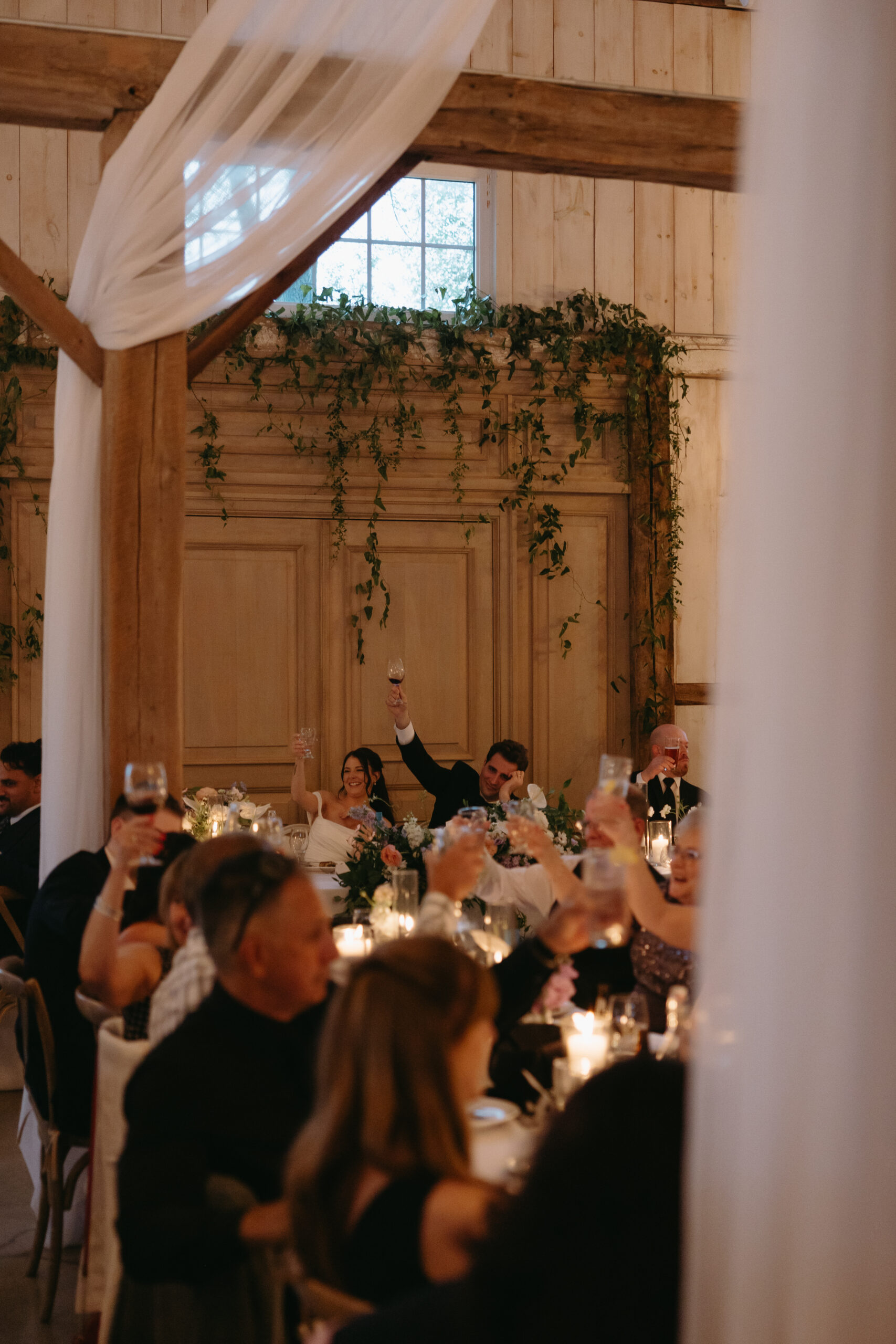 Candle lit dinner reception at Stonefields Estate